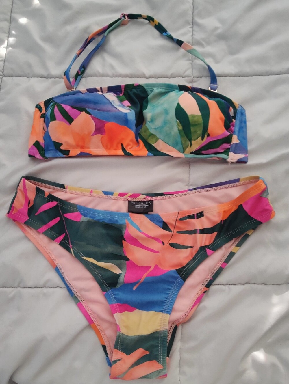 Palisades Tropical Floral Bandeau Bikini Set - Multicolor